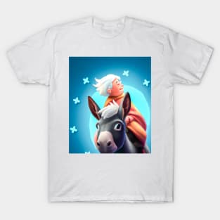 White-Haired Little Old Lady on a Donkey T-Shirt